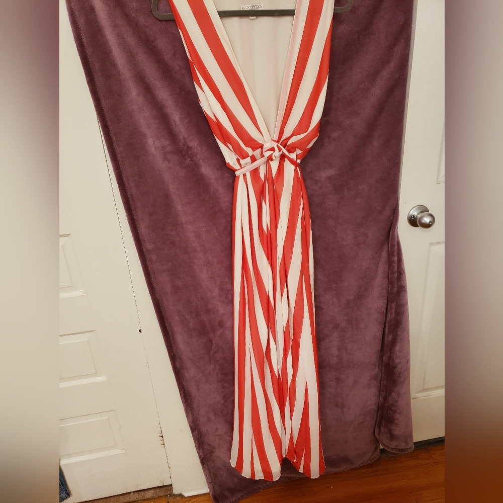STIPPED WRAP DRESS